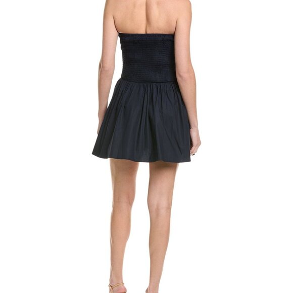 NWT Susana Monaco Poplin Tube Flared Mini Strapless Dress Navy Small - Picture 2 of 2